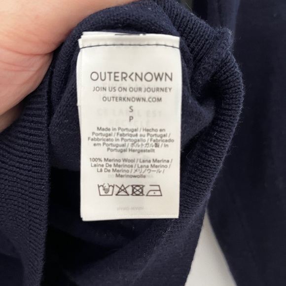 Outerknown Palisades Pocket Sweater Navy Blue Small 100% Merino Wool - Picture 5 of 7